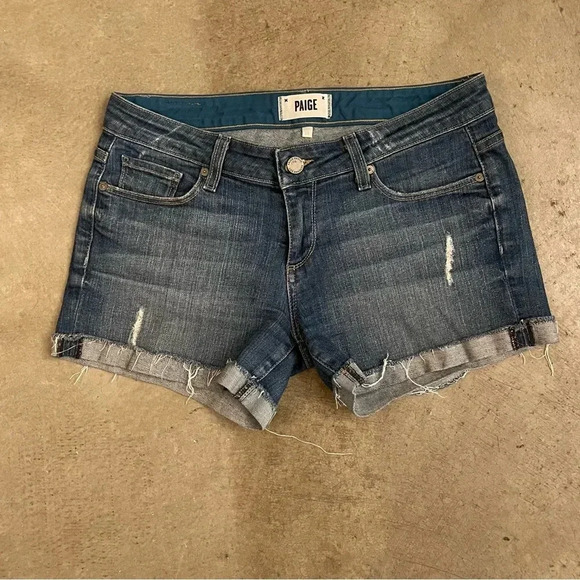 Paige Jimmy Jimmy Distressed Denim Shorts - Picture 1 of 6